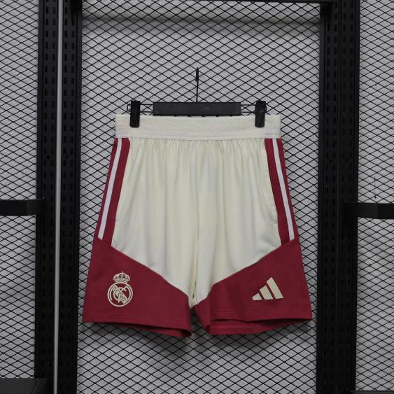 Short d'entraînement Real Madrid 26-27 Blanc cassé et Bordeaux - avant